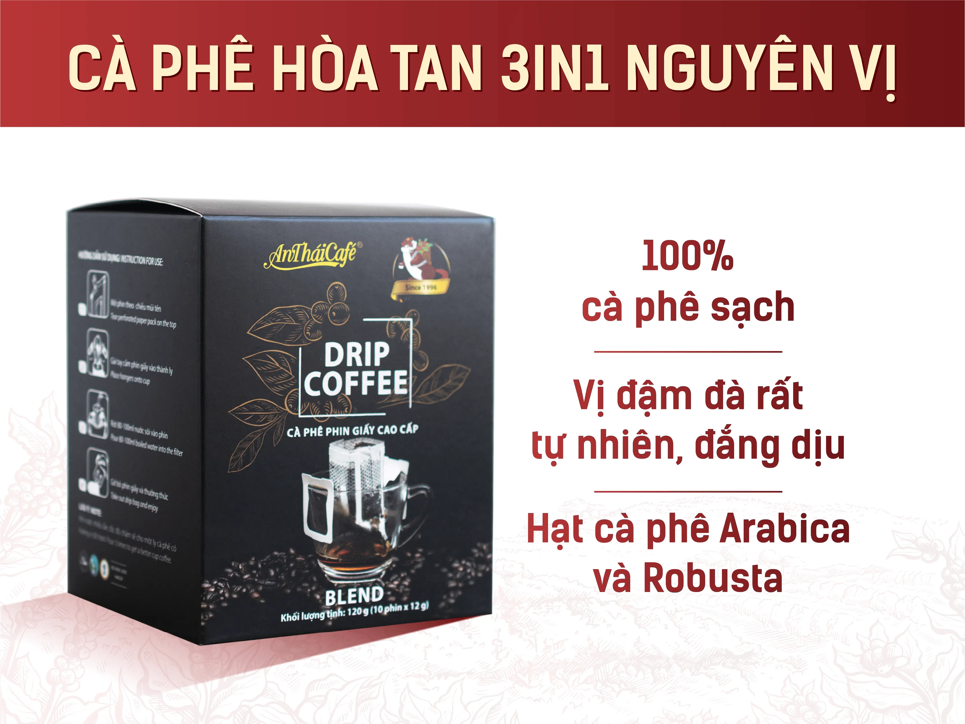 Cà phê phin giấy cao cấp Blend (10 gói x 12g)